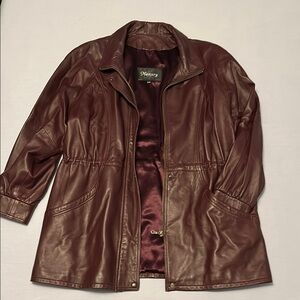 Women's Burgundy Leather Jacket